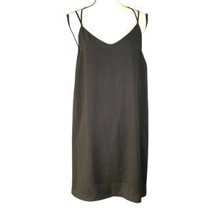 Finn & Clover Strap Halter Top Dress Women L Knee Length Black Shift Lined